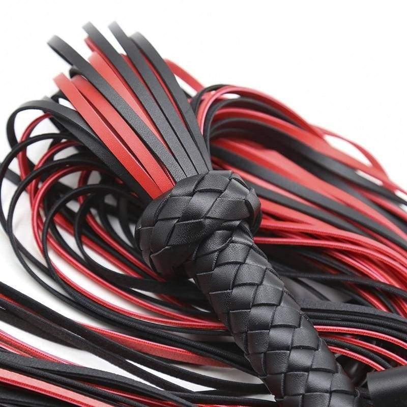 Fetish Black&Red PU Leather Handle Flogger BDSM Flirt - Best Love Sex Doll