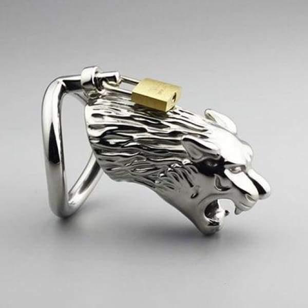 Jaguar-Shaped Handcraft Stainless Steel Cock Cage With Lock and Key - Best Love Sex Doll