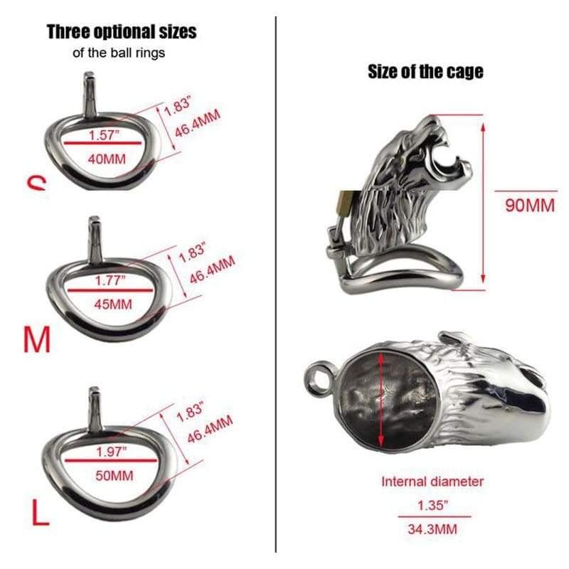 Jaguar-Shaped Handcraft Stainless Steel Cock Cage With Lock and Key - Best Love Sex Doll