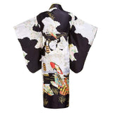 Japanese Tradition Kimono With Obi Flower Vintage Evening Dress