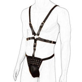 Male Body Bondage PU Leather Adjustable BDSM Chest Harness With Cock Cage Fetish Slave Bondage Restraint