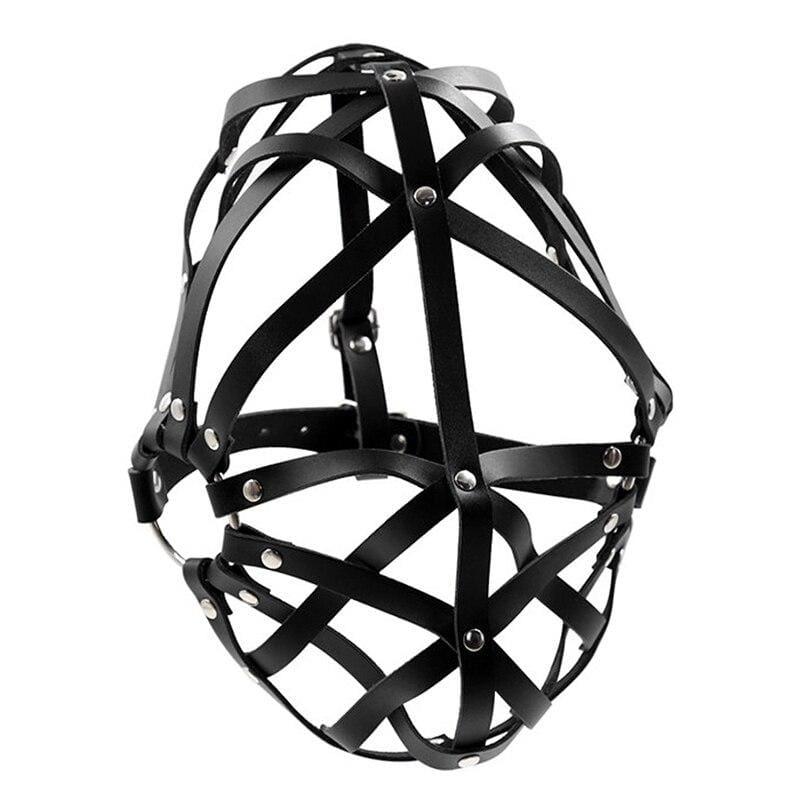 Mesh - Unisex Leather Strap Mask Open-Eye Slave Bondage