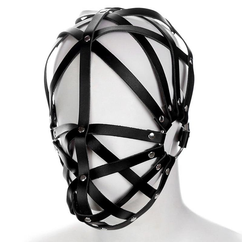 Mesh - Unisex Leather Strap Mask Open-Eye Slave Bondage