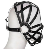 Mesh - Unisex Leather Strap Mask Open-Eye Slave Bondage