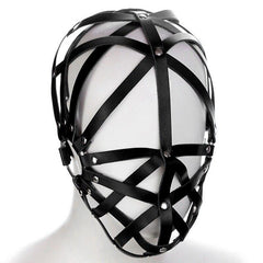 Mesh - Unisex Leather Strap Mask Open-Eye Slave Bondage