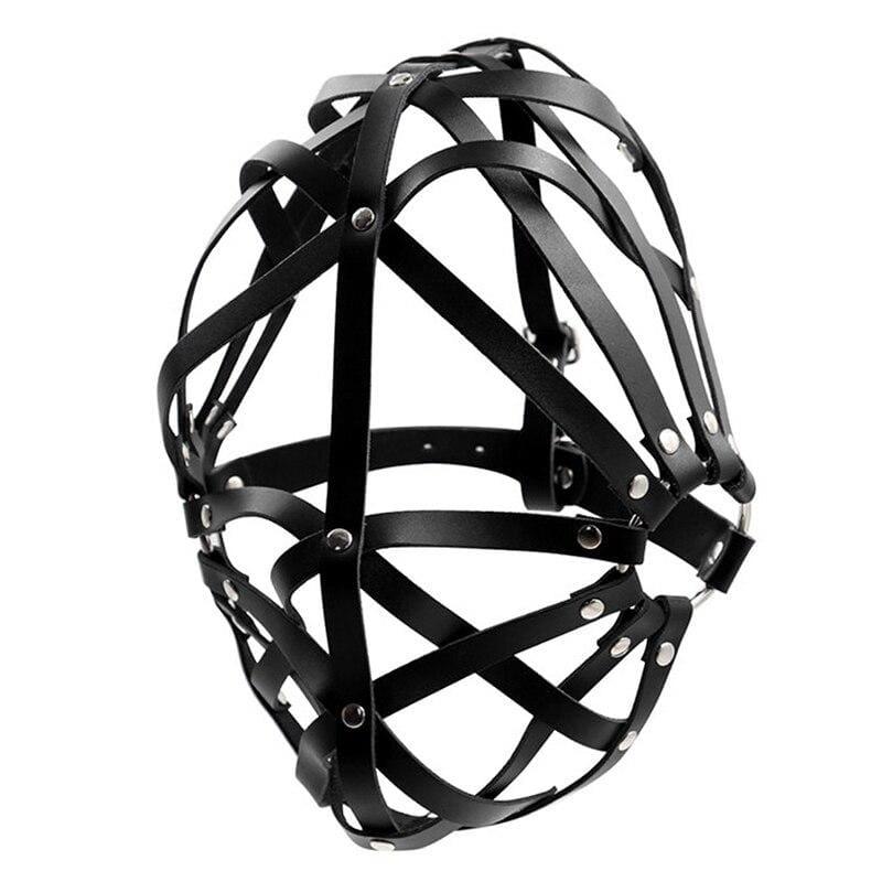 Mesh - Unisex Leather Strap Mask Open-Eye Slave Bondage