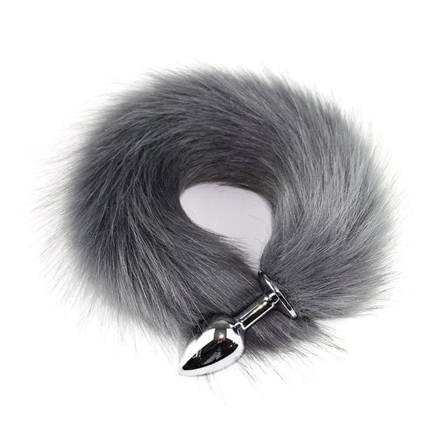 Metal Anal Plug Animal Role Play Cosplay Fox Tail Puppy Tail Erotic Sexy Butt Plug - gray