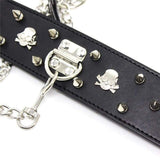 Necklace - Fetish PU Leather Metal Rivets Slave Neck Collar Bondage Adjustable Collar Choker With Chain Leash Restraints