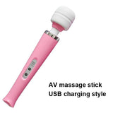 New Type USB Charging Triple Strong AV Massager Magic Wand Women Masturbator - USB charging Pink
