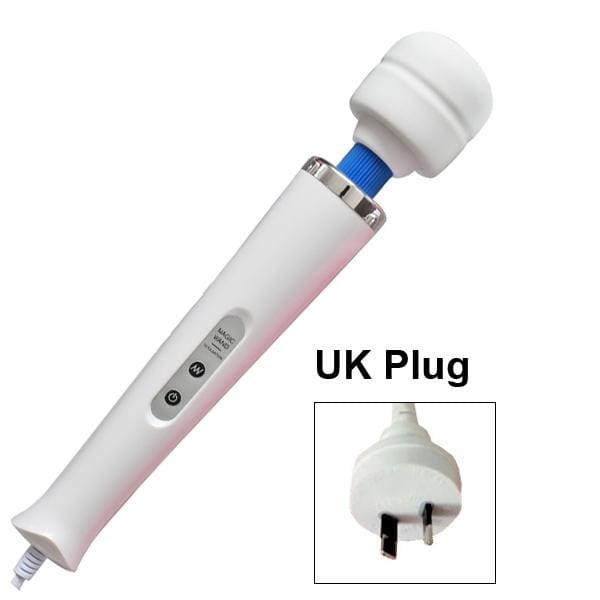 New Type USB Charging Triple Strong AV Massager Magic Wand Women Masturbator - UK Plug White