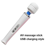New Type USB Charging Triple Strong AV Massager Magic Wand Women Masturbator - USB charging White