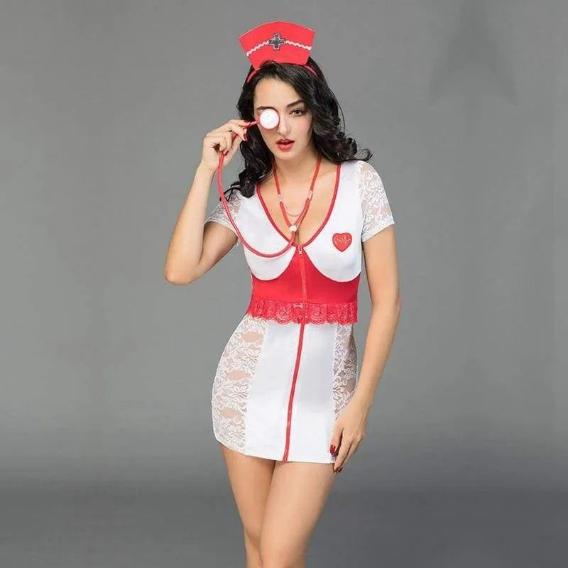 Nurse - Deluxe Sexy Lingerie Set With Toy Stethoscope Erotic Costume For Woman SL10 - Best Love Sex Doll