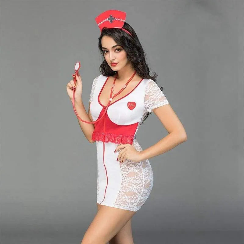 Nurse - Deluxe Sexy Lingerie Set With Toy Stethoscope Erotic Costume For Woman SL10 - Best Love Sex Doll