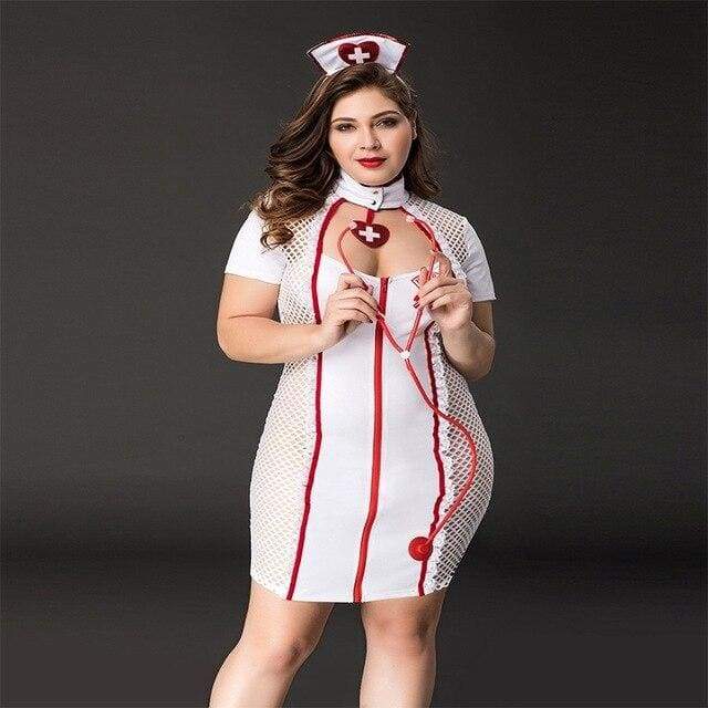 Nurse Plus Size - Set de lenjerie sexy costum erotic pentru femeie