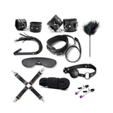 Over Game- 10pcs Erotic Accessories Set Adjustable Nylon Bondage - black
