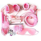 Over Game- 10pcs Erotic Accessories Set Adjustable Nylon Bondage - pink