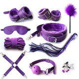 Over Game- 10pcs Erotic Accessories Set Adjustable Nylon Bondage - purple