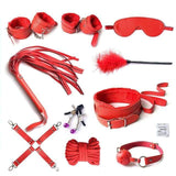 Over Game- 10pcs Erotic Accessories Set Adjustable Nylon Bondage - red