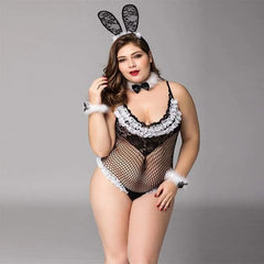 Plus Size Bunny Girl - Fishnet See Through Sexy Lingerie Set Erotic Costume - Best Love Sex Doll