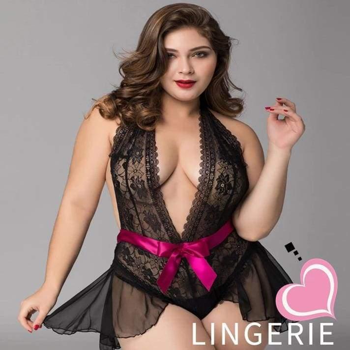 Plus Size Sexy Lingerie Lace Chiffon Backless Transparent Sleepwear XL - Best Love Sex Doll