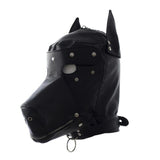 PU Leather Dog Mask - Blindfold BDSM Bondage Exotic Fetish Accessories SM Hood Sex Slave Collar Bondage - Black