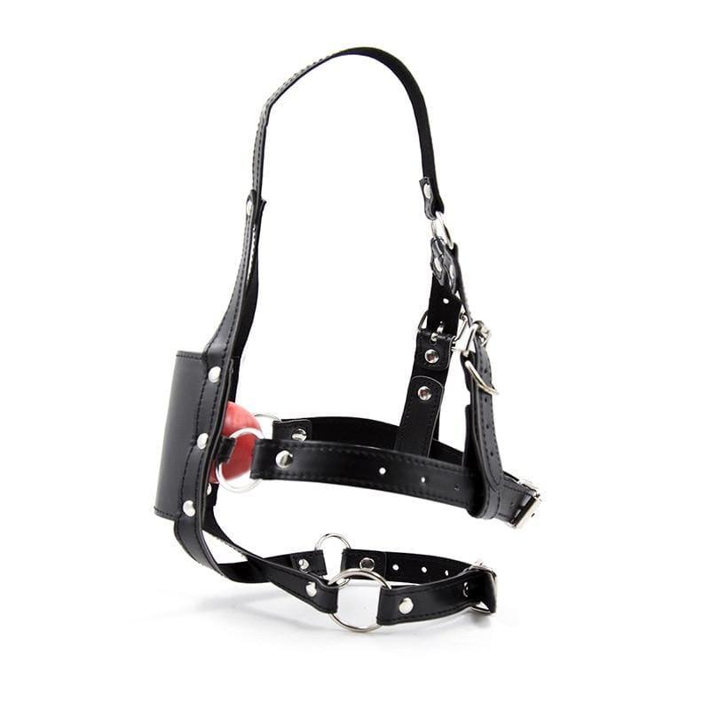 Silent - Silicone Mouth Gag Bondage Restraints PU Leather Open Mouth Ball Head Harness Fetish Mask With Oral Fixation