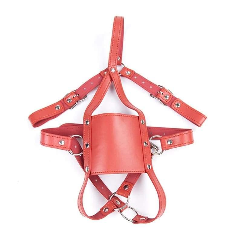 Silent - Silicone Mouth Gag Bondage Restraints PU Leather Open Mouth Ball Head Harness Fetish Mask With Oral Fixation