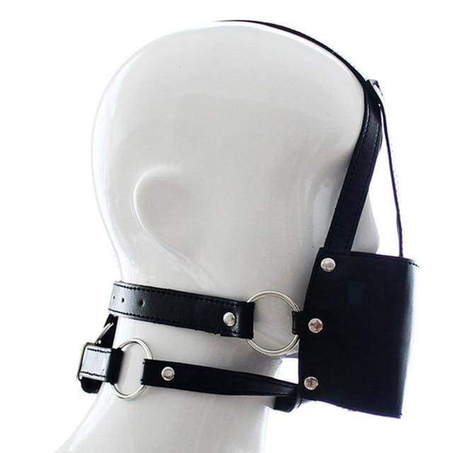 Silent - силиконовые накладки на каблук во рту ПУ кожа с открытым ртом Шариковая головка с фетиш-маской с оральной фиксацией - черный