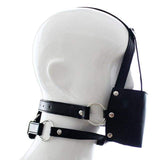 Silent - Silicone Mouth Gag Bondage Restraints PU Leather Open Mouth Ball Head Harness Fetish Mask With Oral Fixation - Black