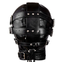 Steampunk Knight - Unisex Leather Rivet Mask With Mouth Zip&Collar Handcraft Blindfold Open Mouth Slave Bondage