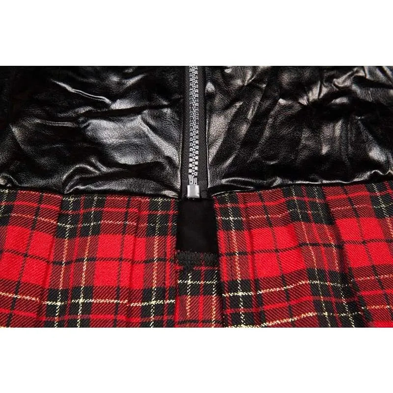 Student Plus Size - Faux Leather and Plaid Skirt Erotic Costumes Sex Uniform XL - Best Love Sex Doll