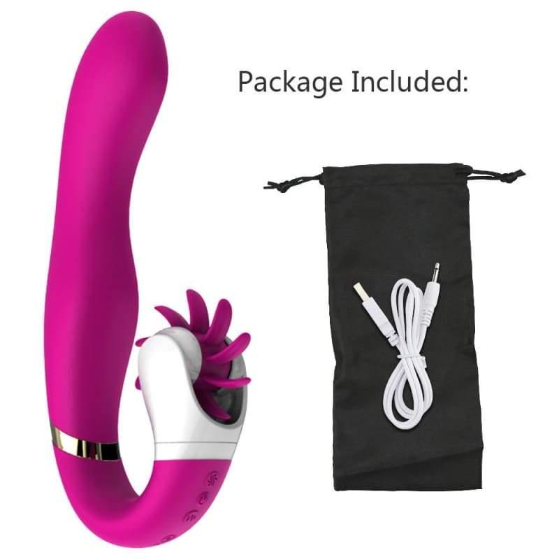 USB Charging Tongue Licking Dildo Vibrator Cordless Double Use Sex Toy - Best Love Sex Doll