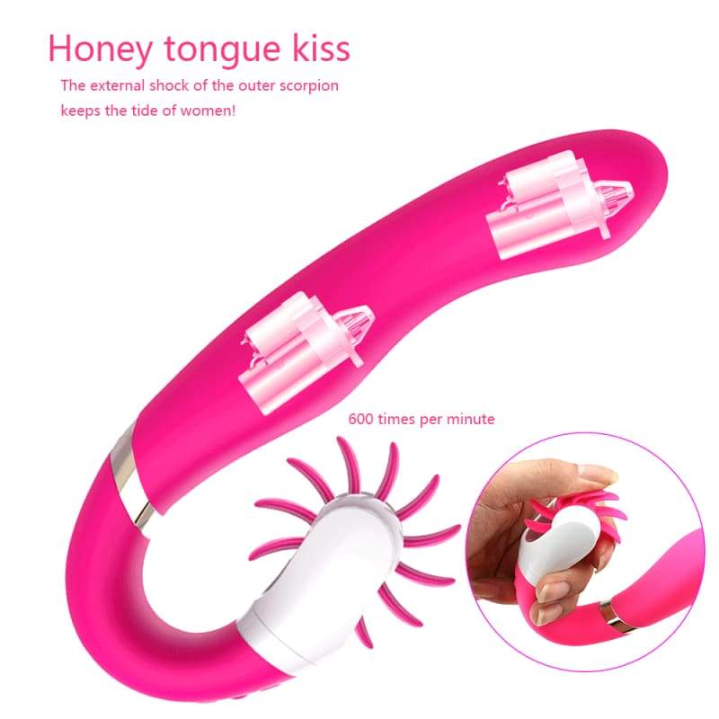 USB Încărcarea limbii Licking Dildo Vibrator Vibrator fără fir Jucărie sexuală dublă