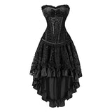Victorian Corset + Skirt - Vintage Aristocrat Dress Sexy Gothic Clothing Bustier Skirt Set - Black / S