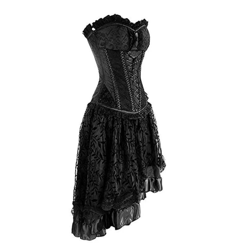 Corsé victoriano + falda - Conjunto de falda y bustier con vestido aristócrata vintage y ropa gótica sexy - La mejor muñeca sexual del amor
