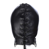 Villain - Full Face Mask With Zipper PU Leather Muzzle & Open Eyes Slave Enclosed Headgear