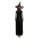 Vrăjitoare - Rochie de mânecă lungă de joc cu rol de Socerress de Halloween cu pălărie și borsă